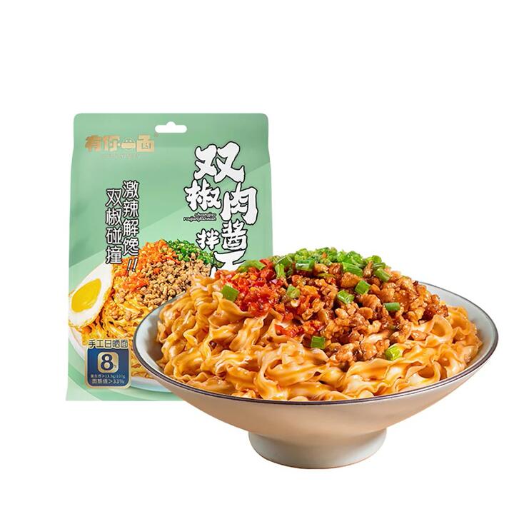 You Yi Mian Handmade Sun-Dried Noodles with Double Pepper Meat Sauce - 161g