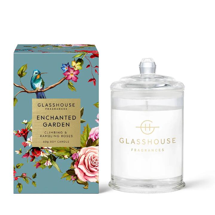 Glasshouse Enchanted Garden White Rose Scented Candle - 60g