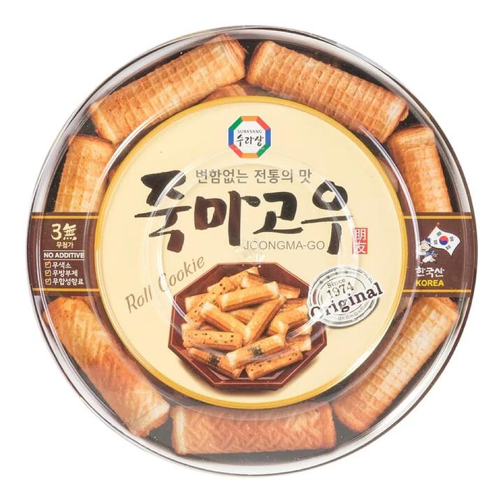 Surasang Korean Traditional Roll Cookies - Black Sesame Flavor, 365g