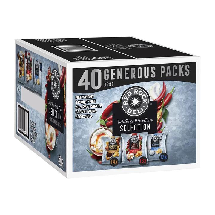 Red Rock Deli Potato Chips Family Pack - 3 Mixed Flavors, 40 Packs