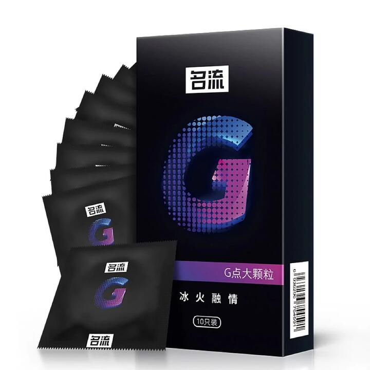 MingLiu G-Spot Large Granule Condoms - Ice and Fire Sensation, 10 Pieces