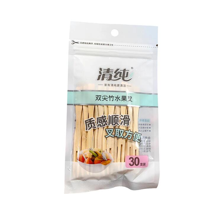 Qingchun Double-Pointed Bamboo Fruit Forks - 30 Pieces