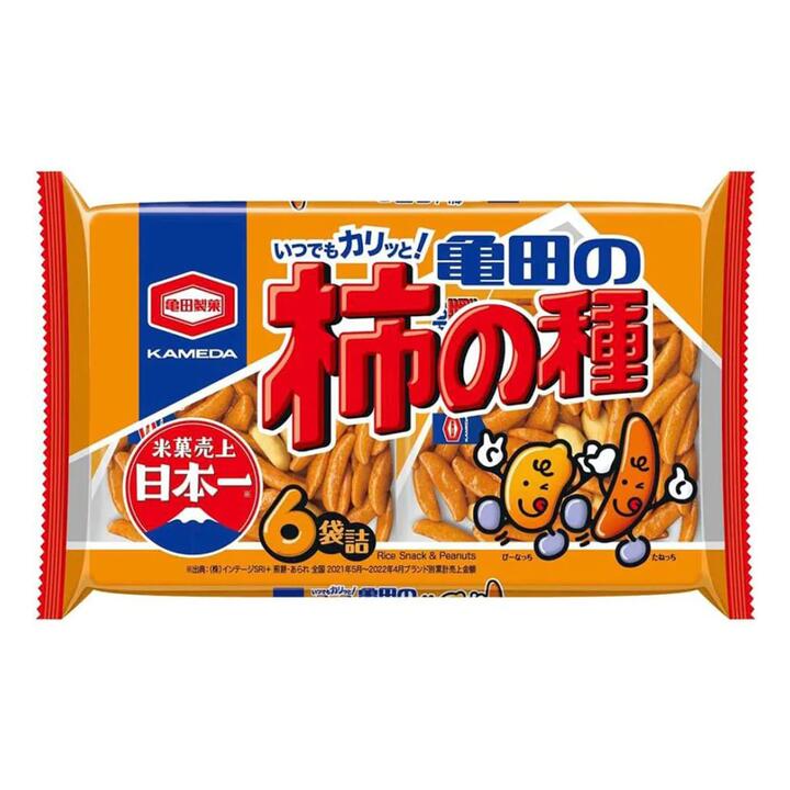 Kameda Seika Rice Crackers & Peanuts Snack - 6 Packs, 180g
