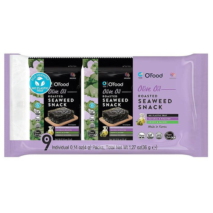 O'Food Olive Oil Roasted Seaweed Snack - 9 Packs, 36g