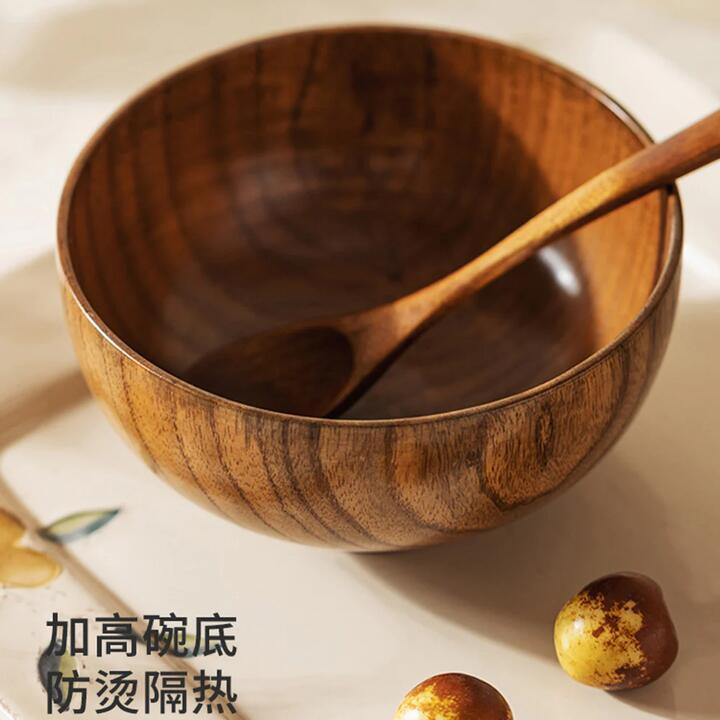 Modern SweetHome Japanese Style Wooden Rice Bowl - 5 Inches