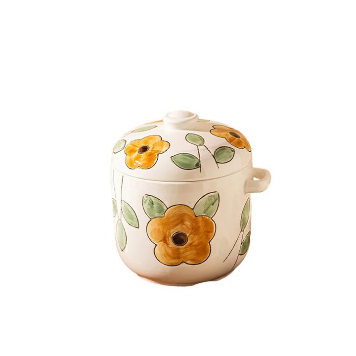 Modern SweetHome Yellow Flower Stew Pot - Large 800ml
