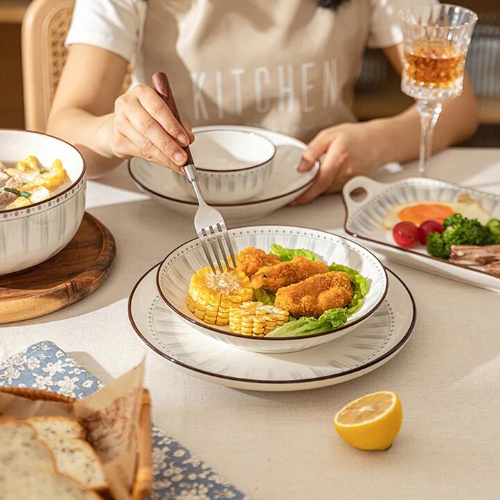 Modern SweetHome Japanese Ceramic Tableware Set for 2 - 12 Pieces