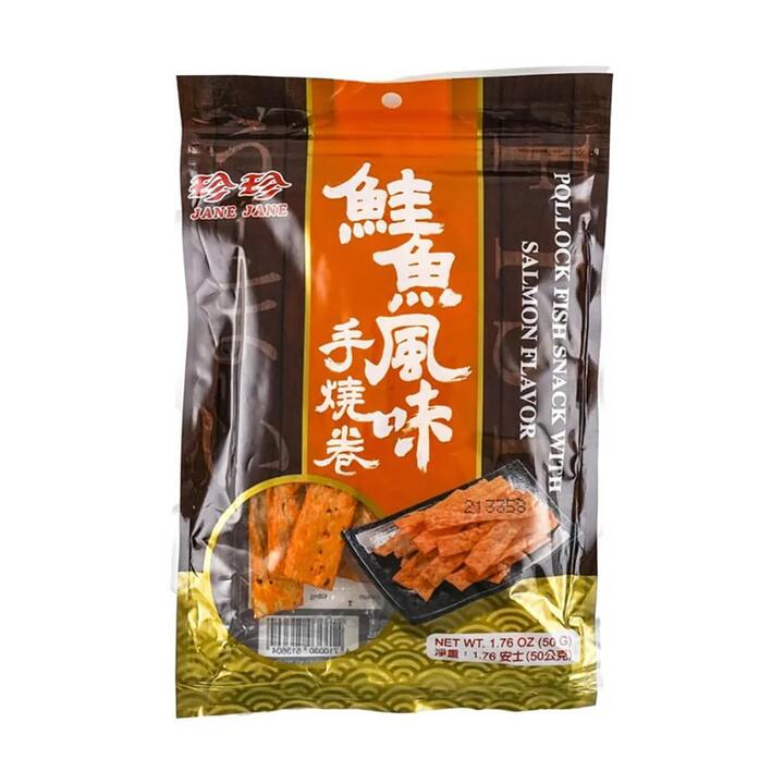 Jane Jane Hand-Rolled Pollock Fish Snack with Salmon Flavor - 60g