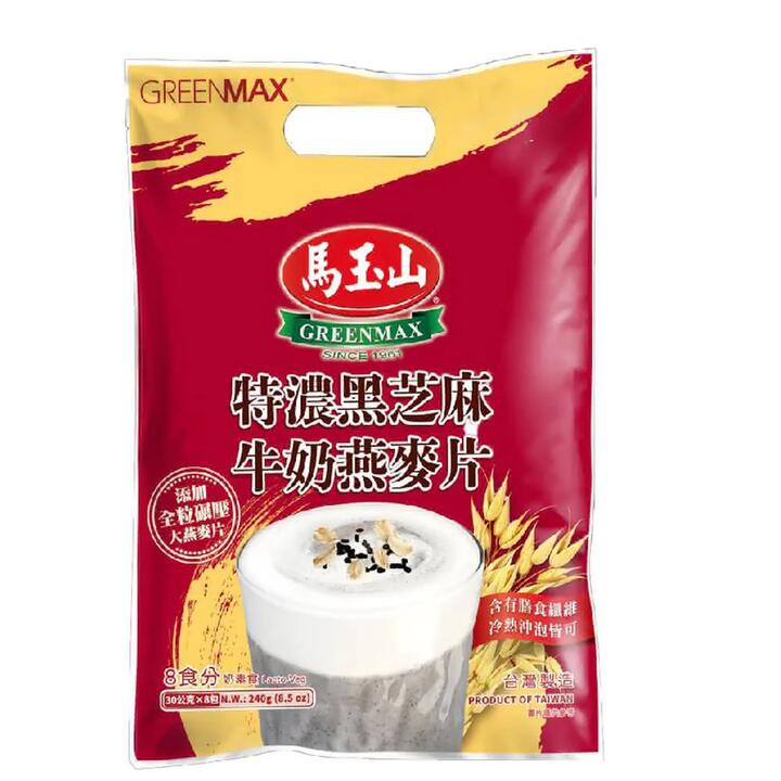 Greenmax Extra Rich Black Sesame Milk Oatmeal - 30g x 8 Packs (240g)