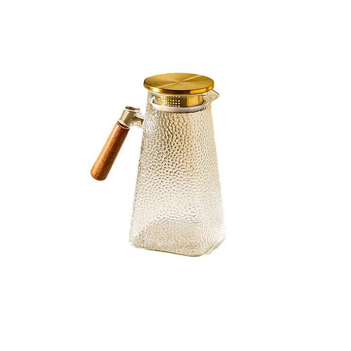 Modern SweetHome High Borosilicate Wood Handle Conical Cold Water Pitcher - 1.5L