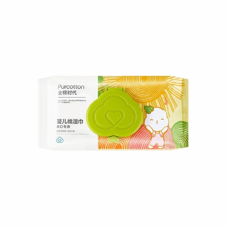 Purcotton Baby Hand and Mouth Cotton Wet Wipes - 80 Pieces