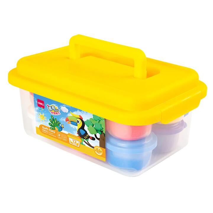Deli 12-Color Lightweight Clay with Yellow Lid