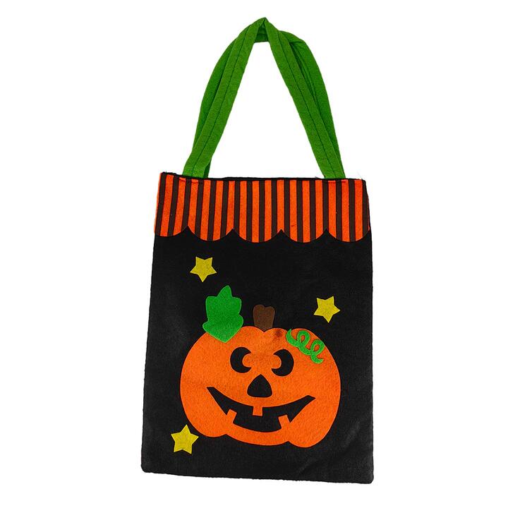Halloween Trick-or-Treat Bag - Black Pumpkin Design, 1 Piece