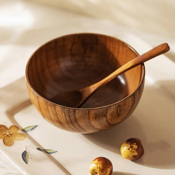 Modern SweetHome Japanese Wooden Rice Bowl - 4.5 Inch