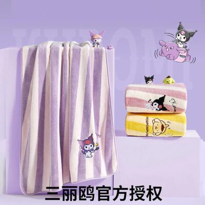 Sanli x Sanrio Kuromi Coral Fleece Bath Towel Purple 70x140cm