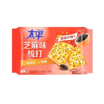 Taiping Sesame Flavour Soda Biscuits - 4 Packs, 100g