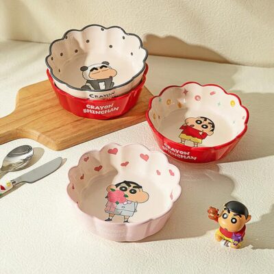 Modern Sweet Home Crayon Shinchan 5.9-Inch Scalloped Bowl - Cream White