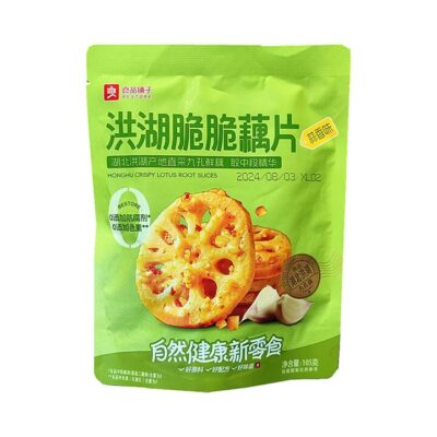 Bestore Honghu Crispy Lotus Root Slices - Garlic Flavor, 105g