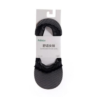 FaSoLa Mesh Lace Invisible Socks - Black, 1 Pair X3
