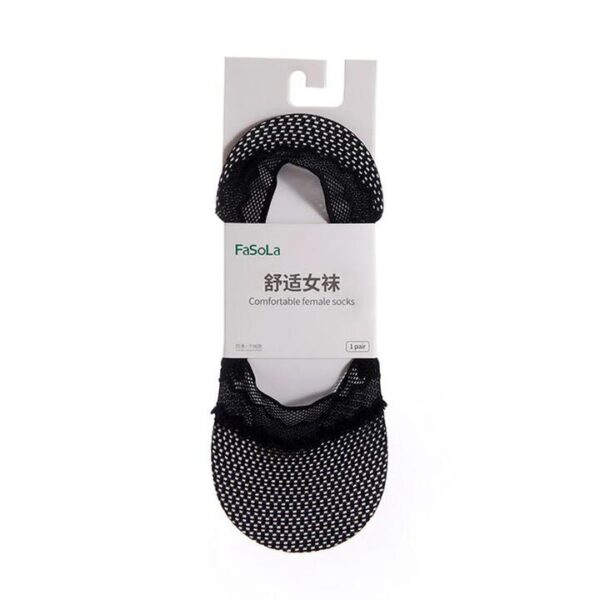 FaSoLa Mesh Lace Invisible Socks - Black, 1 Pair X3