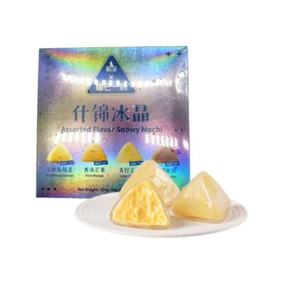 Liumang Yike Assorted Flavor Snowy Mochi - Durian, Mango, Cheese & Latte, 6pcs 324g
