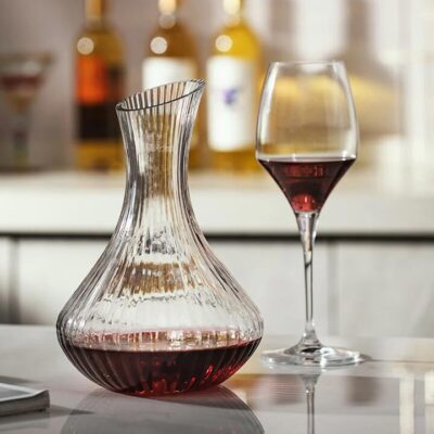 Modern Housewife Slanted Spout Ribbed Decanter - Transparent