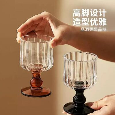 Modern Housewife Pleated Vintage Wine Glass - Coffee Color, 170ml