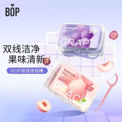BOP Dual-Line Floss Picks Peach Flavor - 50 Pieces x 3