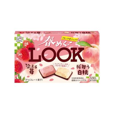 Fujiya LOOK Spring Chocolate Strawberry & White Peach - 12 Pieces, 46g