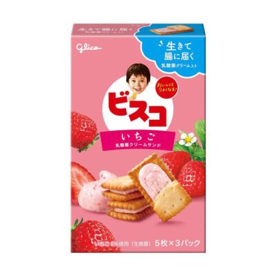 Glico Strawberry Biscuits - 15 Pieces