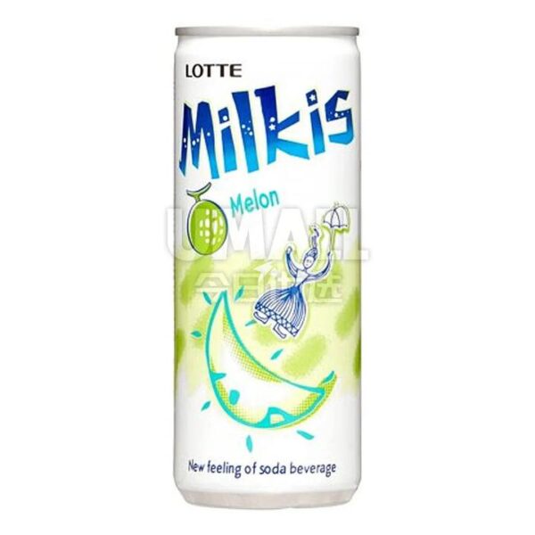 Lotte Milkis Melon Flavoured Lactobacillus Carbonated Drink, Tin Can, 250ml