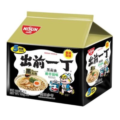 Nissin Demae Ramen Black Garlic Oil Tonkotsu Flavour Instant Noodles 100g, Pack of 5
