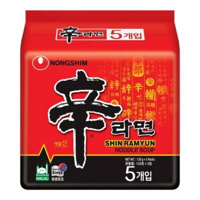Nongshim Shin Ramyun Noodle Soup, 120g × 5 Packs