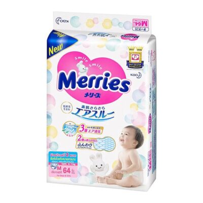 Kao Merries Baby Diapers, Size M (64 Count, 6-11kg)