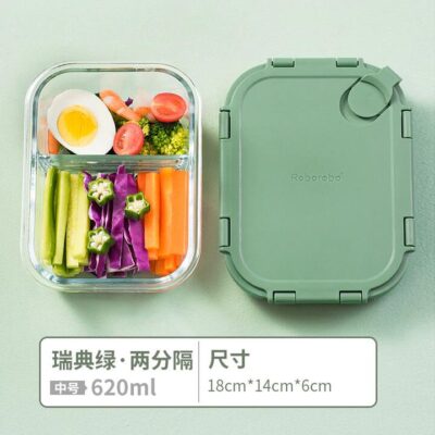 ROBO Klark Heat-Resistant Glass Food Storage Container, Swedish Green