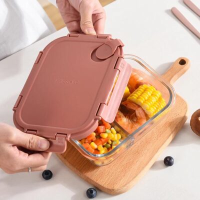 ROBO Klark Heat-Resistant Glass Food Storage Container in Finnish Red