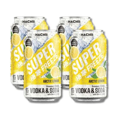 HACHII Super Freeze Low-Sugar Lemon Vodka Soda - 9% ABV, 350ml (Pack of 4)