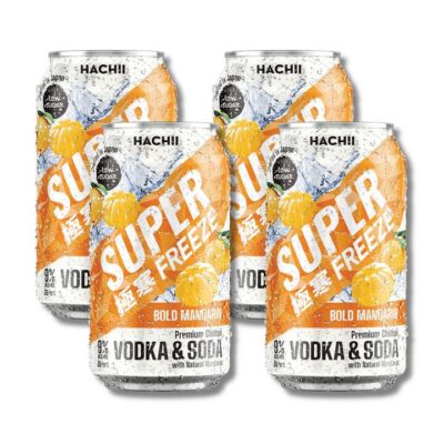 HACHII Super Freeze Low-Sugar Sparkling Drink Bold Mandarin Flavor - 9% Alcohol, 350ml (4pcs)