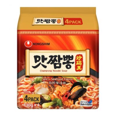 Nongshim Champong Spicy Seafood Noodle Soup - 130g x 4 Packs