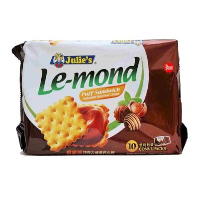 Julie's Le-mond Chocolate Hazelnut Cream Puff Sandwich Biscuits - 180g