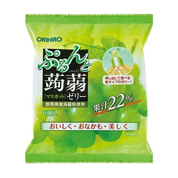 Orihiro Japanese Konjac Jelly - Green Grape Flavor, 13 Calories, 6pcs, 120g