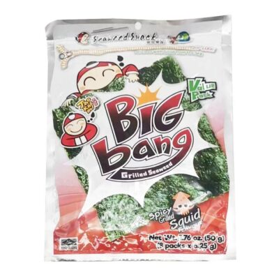 Big Bang Grilled Seaweed - Spicy Grilled Squid Flavor, 8 Packs, 50g