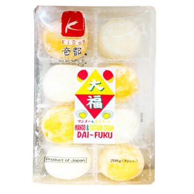 Kido Japanese Mango Custard Cream Daifuku Mochi - 12 Pieces, 200g