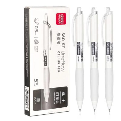 Deli Quick-Drying Smooth Gel Ink Pen - 0.5mm, Black, 5 Pieces/Box