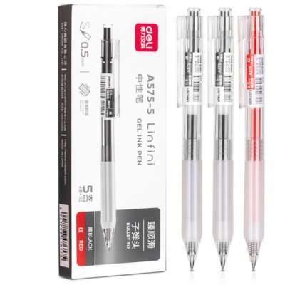 Deli Linfini Smooth Gel Ink Pens - 0.5mm, Mixed Colors, 5-Pack