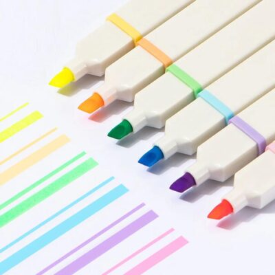 Deli Square Barrel Highlighters - Assorted Colors, 6 Pieces/Box