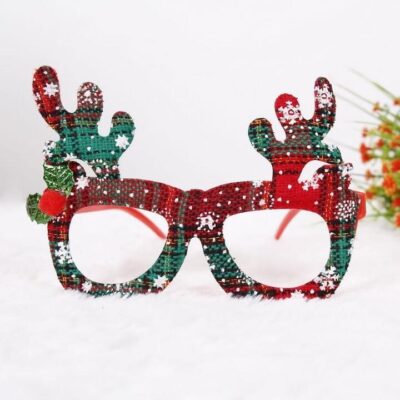 Children's Christmas Decorative Glasses - Plaid Antlers