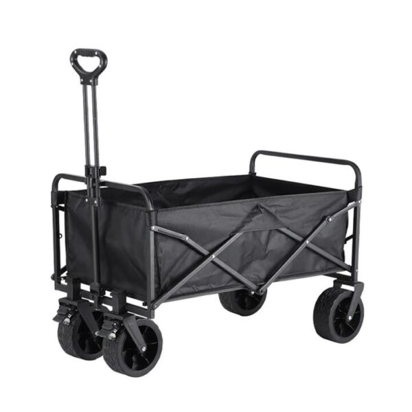 Ulife Foldable Camping Wagon with 8-Inch Wide Wheels and Brakes - Black