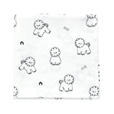 Dono&Dono Baby Lightweight Cotton Blanket with Bichon Frise Pattern - 106x106cm