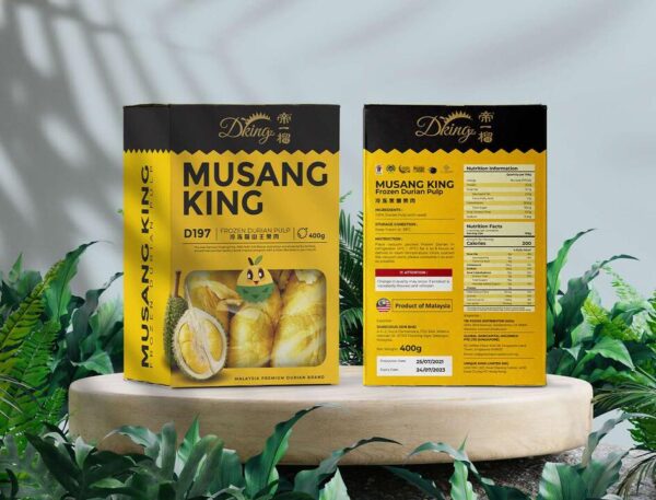 Dking Premium Malaysian Frozen Musang King Durian Pulp D197 - 400g